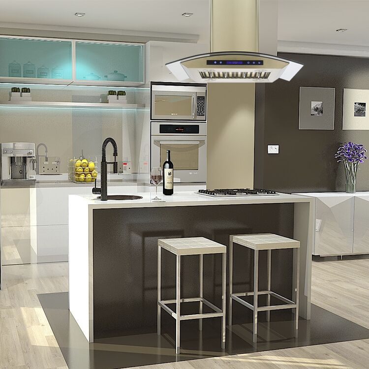 AP238-PSD-I Ducted Stainless Steel Island Mounted Range Hood - Image 2
